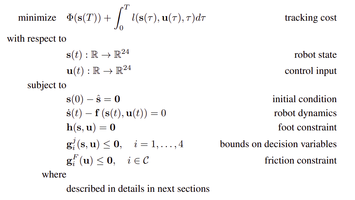 Optimal control problem formulation